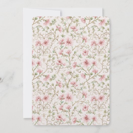 Pretty Pink Flowers Romantic Wedding Kaart (Achterkant)