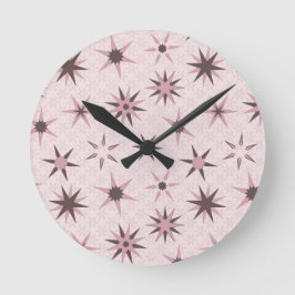 Pretty Pink Geo Stars - patroon.  Ronde Klok