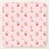 Pretty Pink Gingham, Bunnies and Bears! Kartonnen Onderzetters (Voorkant)