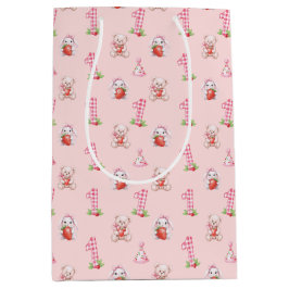 Pretty Pink Gingham, Bunnies and Bears! Medium Cadeauzakje