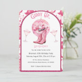 Pretty Pink & Glitter Cowgirl Birthday Invitation Kaart (Staand voorkant)