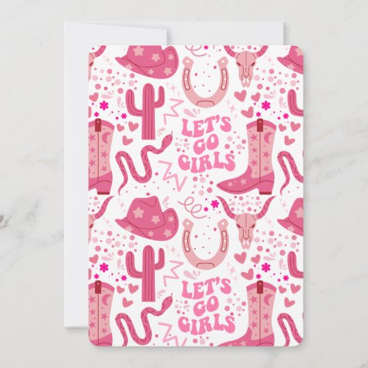 Pretty Pink & Glitter Cowgirl Birthday Invitation Kaart (Achterkant)
