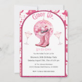 Pretty Pink & Glitter Cowgirl Birthday Invitation Kaart (Voorkant)