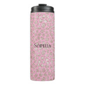 Pretty Pink Glitzy Glitter Sparkle Leopard Thermosbeker (Voorkant)