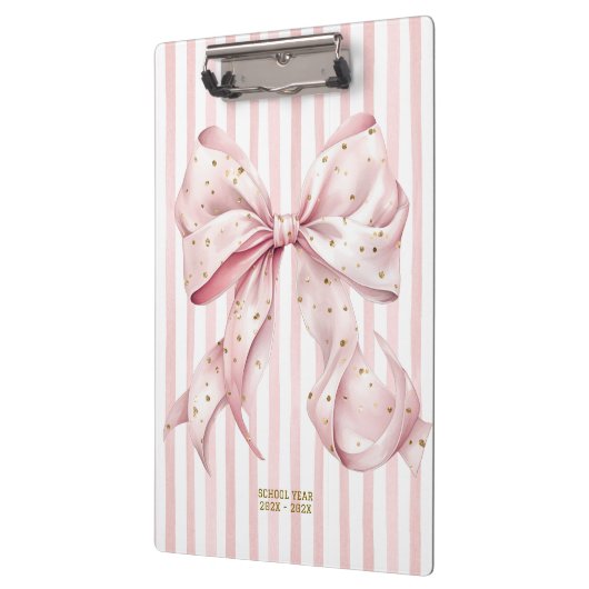 Pretty Pink Gold Confetti Bow Klembord (Links)