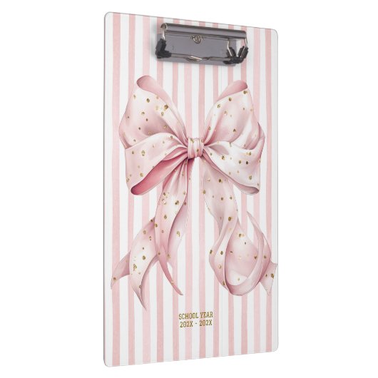 Pretty Pink Gold Confetti Bow Klembord (Rechts)