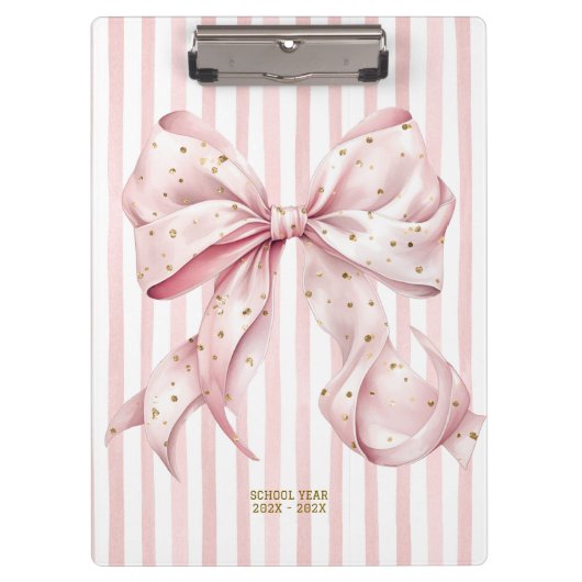Pretty Pink Gold Confetti Bow  Klembord (Voorkant)