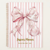 Pretty Pink Gold Confetti Bow School Planner (Voorkant)