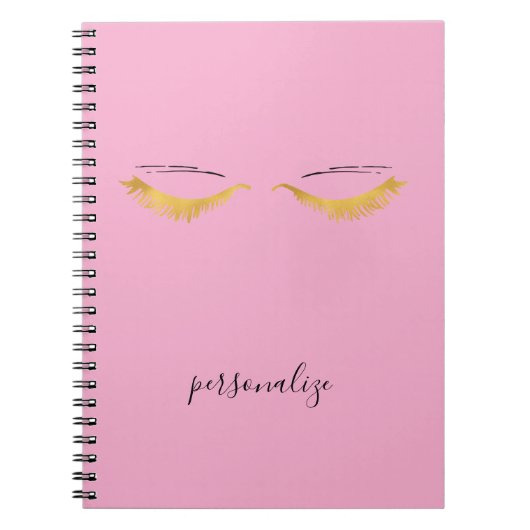 Pretty Pink Gold Glam Eyelashes Notitieboek (Voorkant)