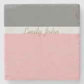 Pretty Pink & Grey Stone Coaster Stenen Onderzetter (Voorkant)
