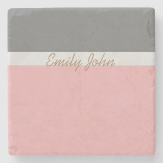 Pretty Pink & Grey Stone Coaster Stenen Onderzetter