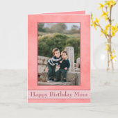 Pretty Pink Happy Birthday Mom Photo Kaart (Gele Bloem)