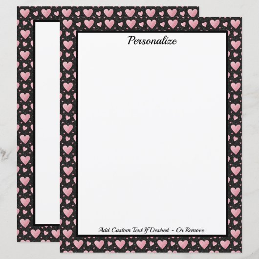 Pretty Pink Hearts on Black Personalized (Voorkant / Achterkant)