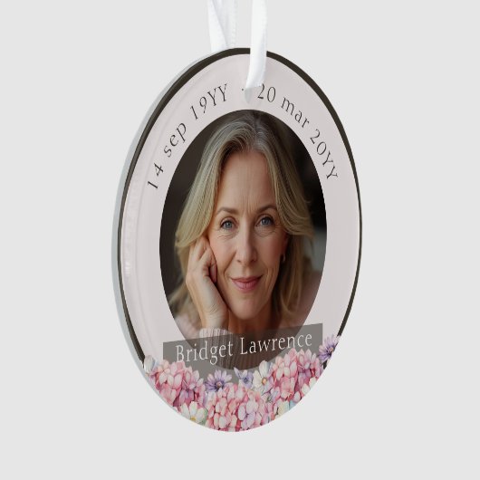 Pretty Pink Hydrangea Remembrance Memorial Ornament (voorkant)