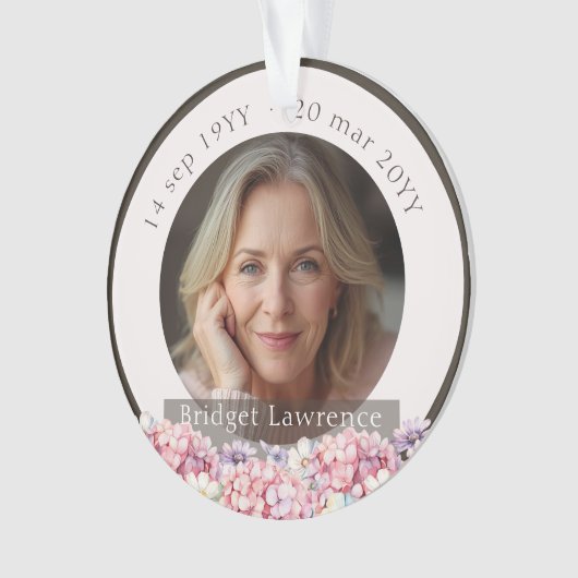 Pretty Pink Hydrangea Remembrance Memorial Ornament (voorkant)