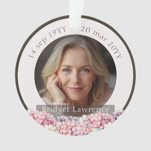 Pretty Pink Hydrangea Remembrance Memorial Ornament (voorkant)