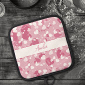 Pretty Pink Love Heart Personalized Ovenwant & Pannenlap Set