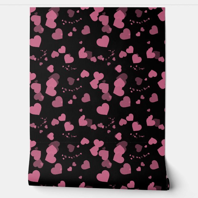 Pretty pink love hearts wallpaper behang (Afrollen)