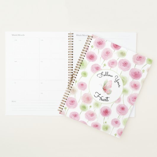 Pretty Pink Mint Ranunculus Quote Planner (Display)