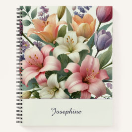 Pretty Pink Orange Watercolor Floral Notitieboek