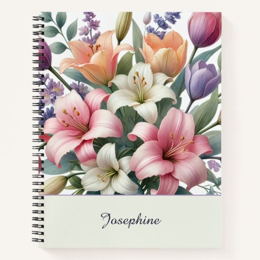 Pretty Pink Orange Watercolor Floral Notitieboek (Voorkant)
