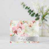 Pretty Pink Orchids Wedding Briefkaart (Staand voorkant)