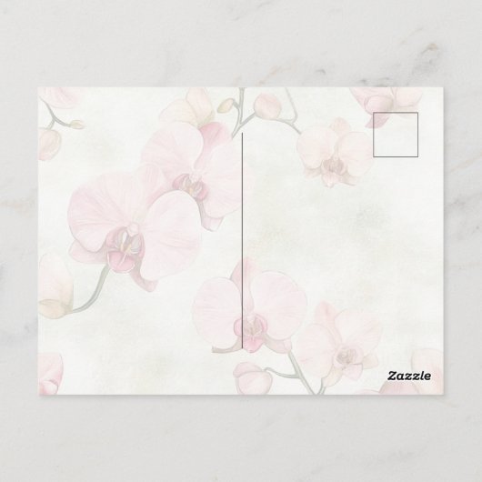 Pretty Pink Orchids Wedding Briefkaart (Achterkant)