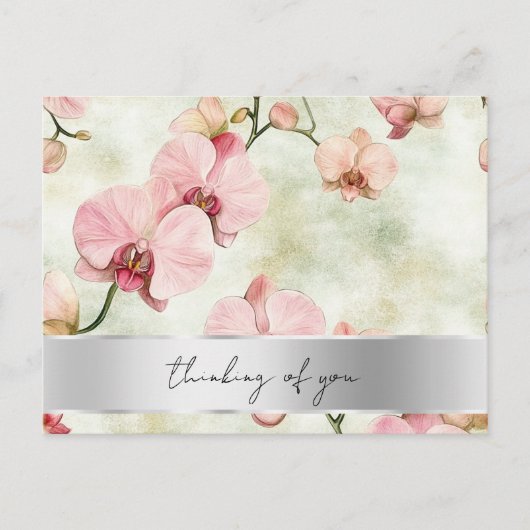 Pretty Pink Orchids Wedding Briefkaart (Voorkant)