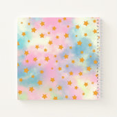 Pretty Pink Pastel with Gold Stars Monogram Square Notitieboek (Achterkant)