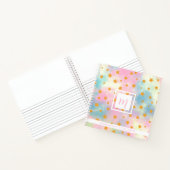 Pretty Pink Pastel with Gold Stars Monogram Square Notitieboek (Binnen)