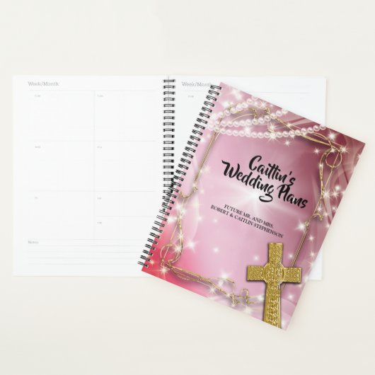 Pretty Pink Pearl Cross Wedding planner (Display)