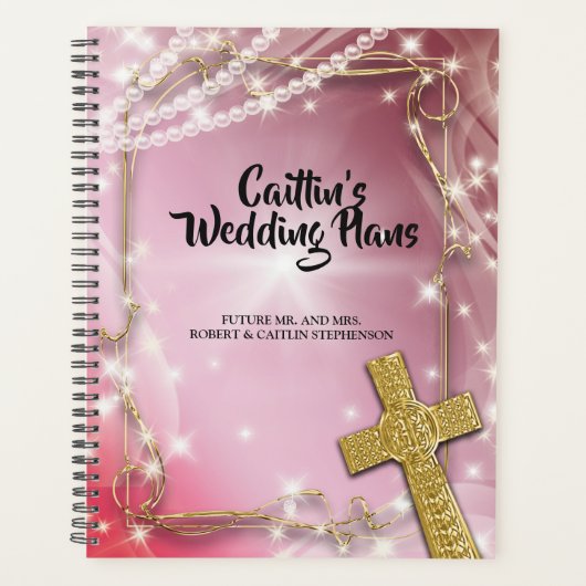 Pretty Pink Pearl Cross Wedding planner (Voorkant)