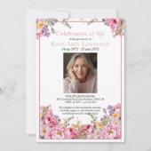 Pretty Pink Peonies Colorful Photo Funeral Kaart (Voorkant)