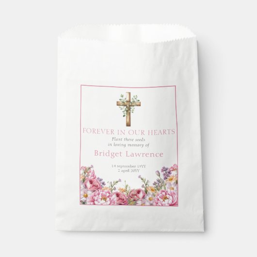 Pretty Pink Peonies Funeral Seed Packet Bedankzakje (Voorkant)