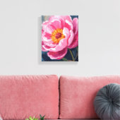 Pretty Pink Peony | Flower Painting Watercolor Canvas Afdruk (Insitu (Woonkamer))