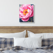 Pretty Pink Peony | Flower Painting Watercolor Canvas Afdruk (Insitu (Slaapkamer))