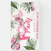 Pretty Pink Pool Party Meisje Verjaardag Spandoek (Verticaal)