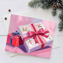 Pretty Pink Presents | Cadeau Viering Schilderij Feestdagenkaart
