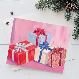 Pretty Pink Presents | Christmas Gifts Watercolor Feestdagenkaart