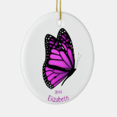 pretty pink purple flitting butterfly personalized keramisch ornament (Rechts)