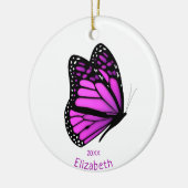 pretty pink purple flitting butterfly personalized keramisch ornament (Links)