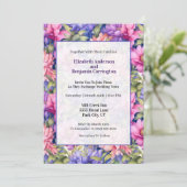 Pretty Pink Purple Garden Flowers Wedding Kaart (Staand voorkant)