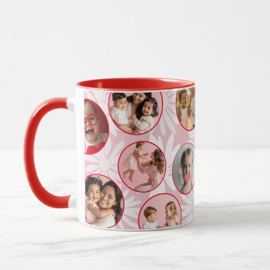 Pretty pink & Red Floral Photo Mug Mok (Links)