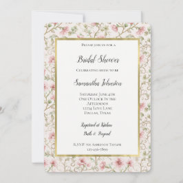 Pretty Pink Romantic Floral Bridal Shower Kaart