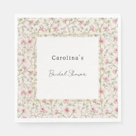 Pretty Pink Romantic Floral Bridal Shower Servet