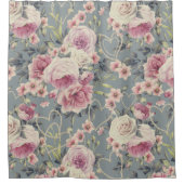 Pretty Pink Roses and Pearl Hearts Pattern Douchegordijn (Voorkant)