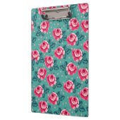 Pretty Pink Roses and Polka Dot Pattern on Teal Klembord (Links)