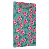Pretty Pink Roses and Polka Dot Pattern on Teal Klembord (Rechts)