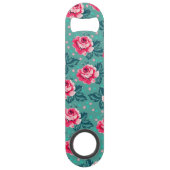 Pretty Pink Roses and Polka Dot Pattern on Teal Speed Flessenopener (Voorkant)