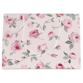 Pretty Pink Roses Bloemige Bruidsfeest Groot Cadeauzakje (Voorkant)